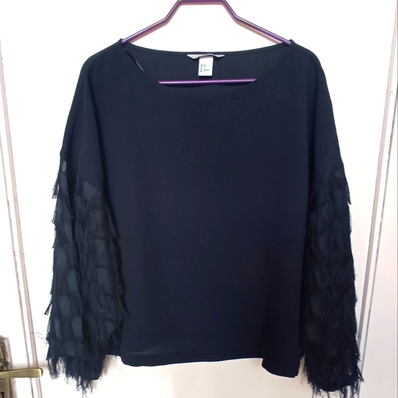 Boxy Top with Fringe Sleeves New H&M - Picture 4 of 8